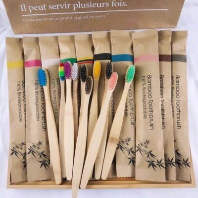 Eco Friendly Bamboo Toothbrush Natural Biodegradable Wood Medium Bristles Adult