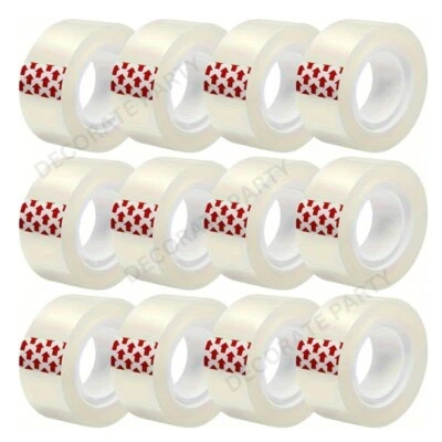 SKY HIGH DECOR Sellotape Sticky Clear 12mm x 20m Transparent Small Tape Rolls Mini Tape pack UK