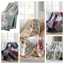 Chezmoi Collection Pre-Washed 100 Cotton Real Quilted Patchwork Throw Blanket
