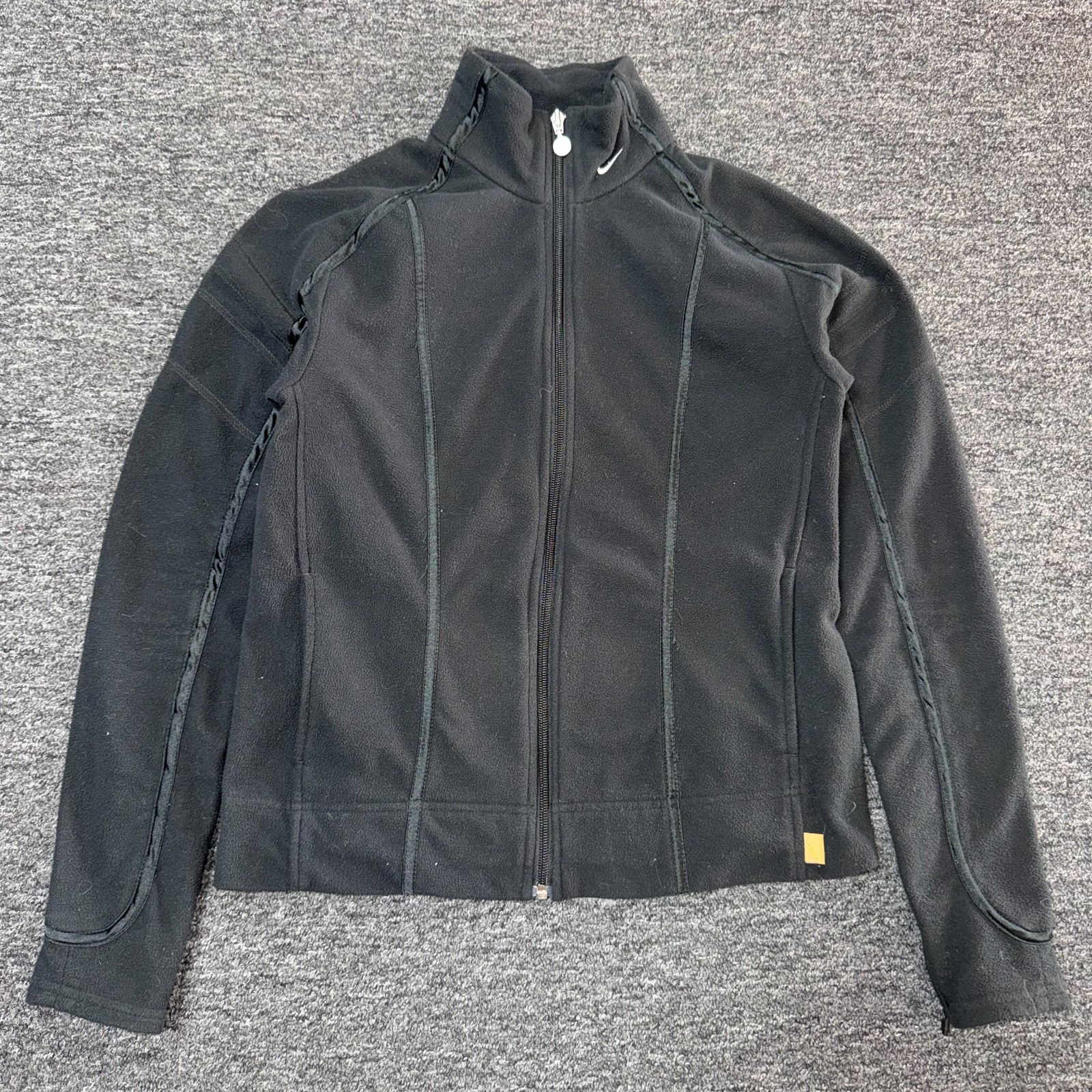 Vintage Y2K Nike Athletic Zip Mock Fleece Sweater Womens Sz M Black