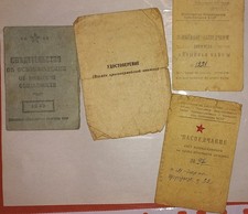 1941-45 four documents for a disabled veteran of the Great Patriotic War (A40)