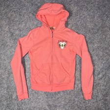 Juicy Couture Zip Up Hoodie Womens Medium Pink Orange Heart Made in USA Full Zip