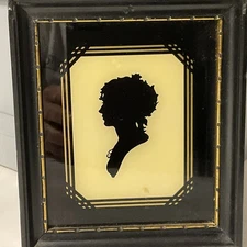 Vintage Silhouette Of Colonial Youth Women Reverse Painted C&A Richards Boston