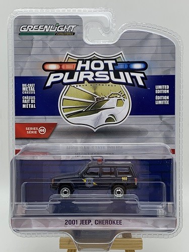 Jeep Cherokee MICHIGAN STATE POLICE Greenlight in 1:64 Hot Pursuit NEU