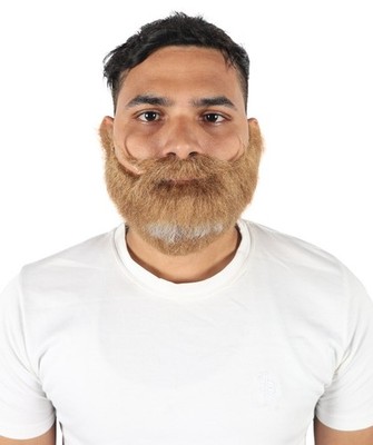 Herren brauner Bart & Schnurrbart Set, leichte & natürlich aussehende Gesichtsbehaarung für