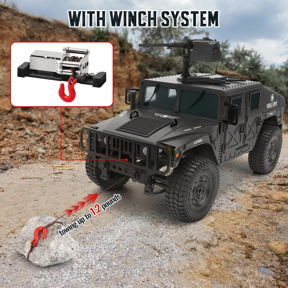 4WD Off-Road Car 1:14 RC Crawler Military Truck Remote Control Car Toy Vehicle - Image 4 of 4