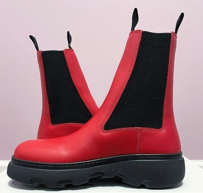 NiB, Burberry Creeper Chelsea Boot LNY Pillar Red 8081823 Sz 40EU/7Men's/8.5WMNS