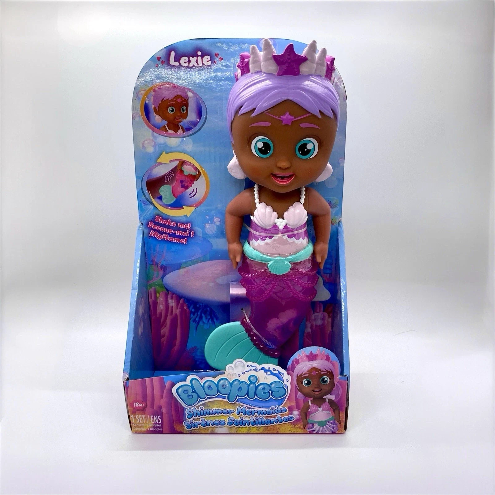 Bloopies LEXIE Shimmer Tail Mermaid Black Doll Swimming Bath