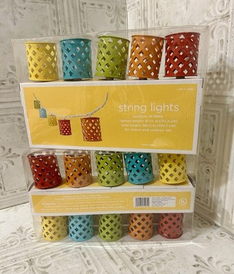 Lot of 2 - 10 ct Metal Woven Shaded String Lights with Clear Bulbs