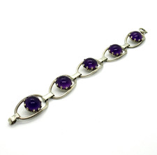 TOP DESIGNER Armband Amethyste 835 Silber Modernist Brutalist Space Age 70s WOW
