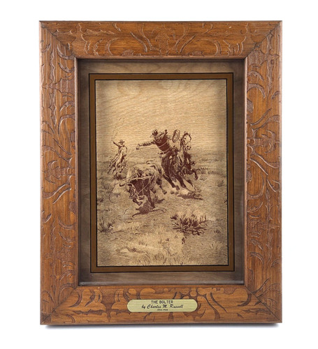 Charles M Russell The Bolter Photography on Glass Framed Western Art 12"x15"