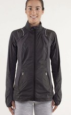 Lululemon Run Nothin' But Run Jacket Black Gray Sz 6 Lightweight Packable Airy