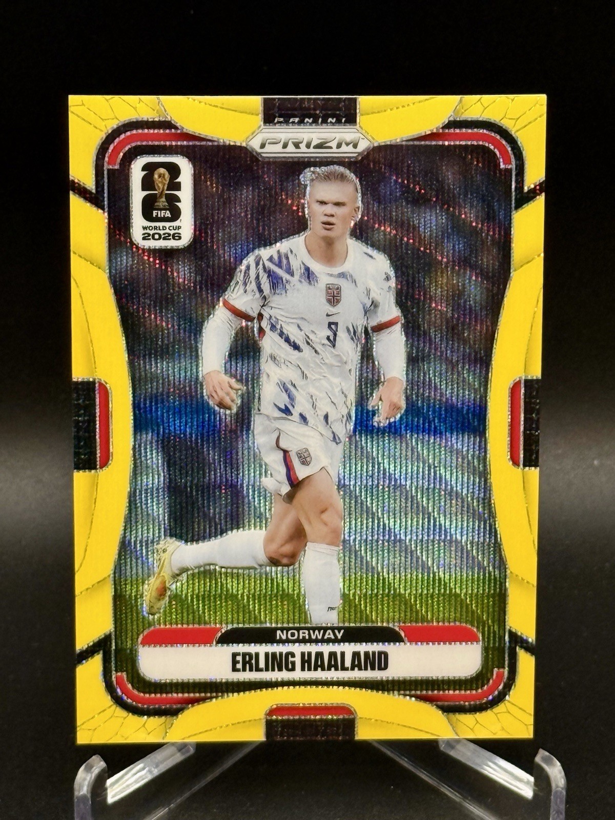 2026 Panini Prizm FIFA World Cup 333 Erling Haaland Norway Yellow Wave 25/180
