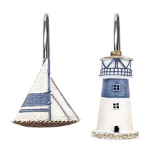 Nautical Shower Curtain Hooks, Home Decorative Coastal Shower Curtain Rings f