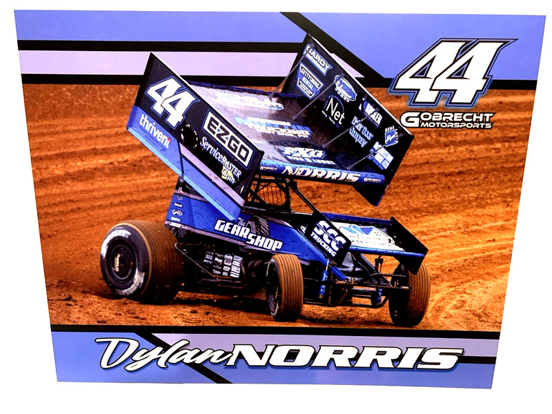 2023 DYLAN NORRIS #44 E Z GO GOBRECHT  PA POSSE 410 WINGED SPRINT CAR POSTCARD