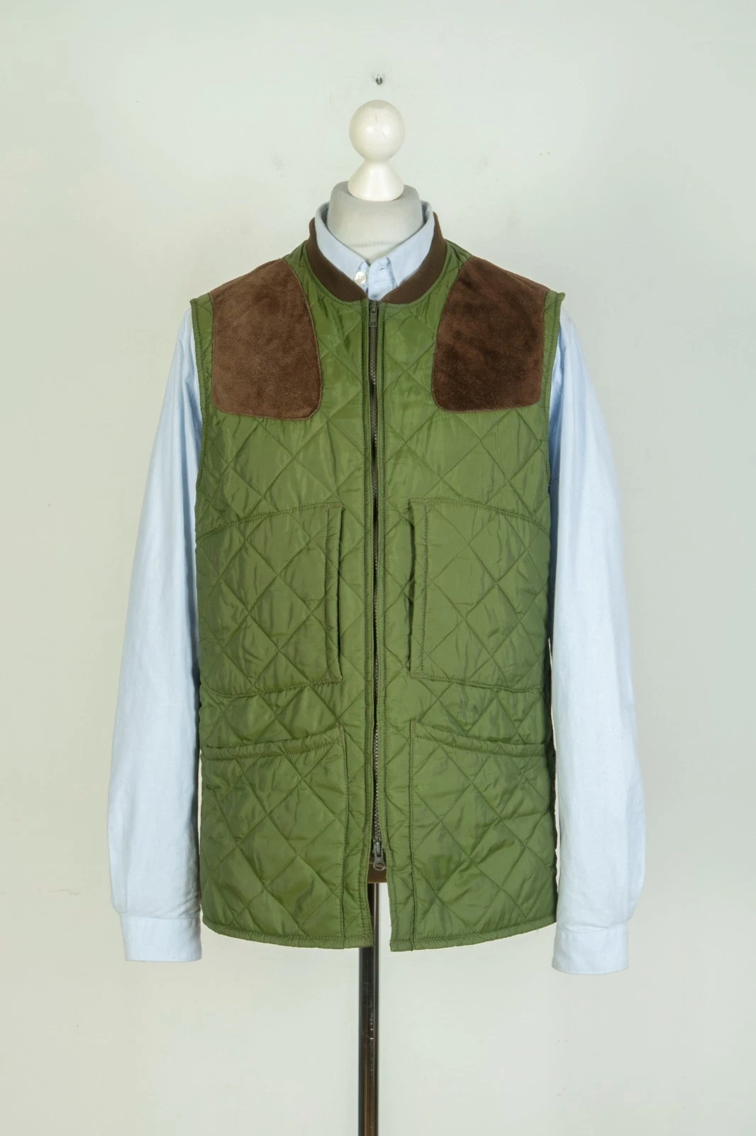 Barbour Keepwear Waistcoat Quilted Olive Warm Shooting Vest Gilet Liner Size L