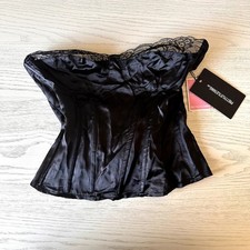 Pretty Little Thing Bustier Corset Black Satin Lace NWT Size 6