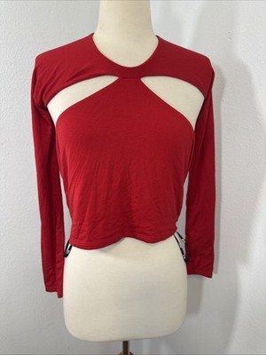 SER O YA Crop Top Women L Red Ellis Twist Cutoutcore Coquette Festival Femme Y2K