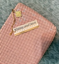 Whiting and Davis International Pink Mesh Clutch Bag Pouch, Zip-Around