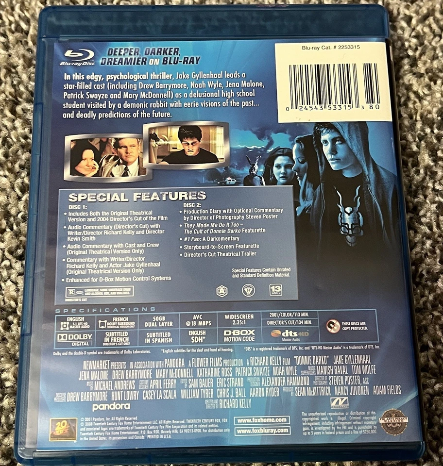 Donnie Darko (Blu-ray, 2001) Director's Cut w/ DVD - VERY GOOD - Image 2 of 3
