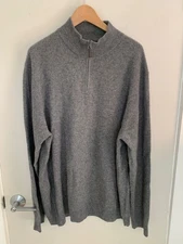 Christian Lacroix Men’s Quarter Zip Sweater XXL Gray 100% Merino Wool Pullover