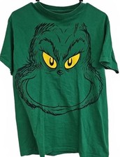 Dr. Seuss: The Grinch 'Full Shirt Face' Men's Green Holiday T-Shirt Size M