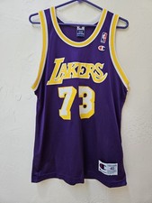 Vintage Dennis Rodman Lakers Champion Jersey 40 Road Purple RARE Y2k 1999
