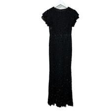 Mac Duggal Petite Embellished Cap Sleeve Fully Beaded Gown Black Women 2 NWOT