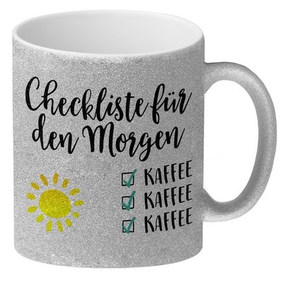 Checkliste für den Morgen (Kaffee) Glitzer-Glitzer-Kaffeebecher