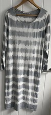 Peruvian Connection Grey & White Jersey Midi Dress Size Large Ombré Tie Dye