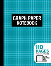 Graph Paper Notebook 4 Squares Per Inch  4x4 Graphing Grid Paper for Math, S...