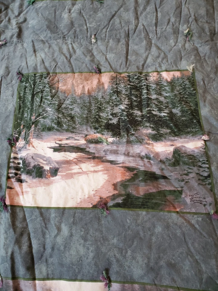 大号手工自制被子床被子 Thomas Kinkade 自然场景 88x95 — 第 3/4 张图片