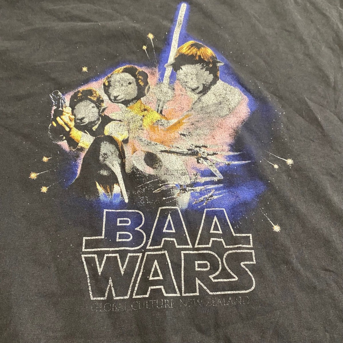 Global Culture New Zealand Baa Wars Sheep Parody Graphic T-Shirt Mens Black M View 2