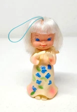 Vintage Kitsch Angel Rubber Doll With Floral Details Made In Hong Kong