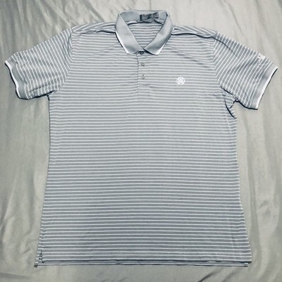 G Fore Golf Polo Shirt Men's Size L Gray Stripe Performance Polo Nylon Blend G/F
