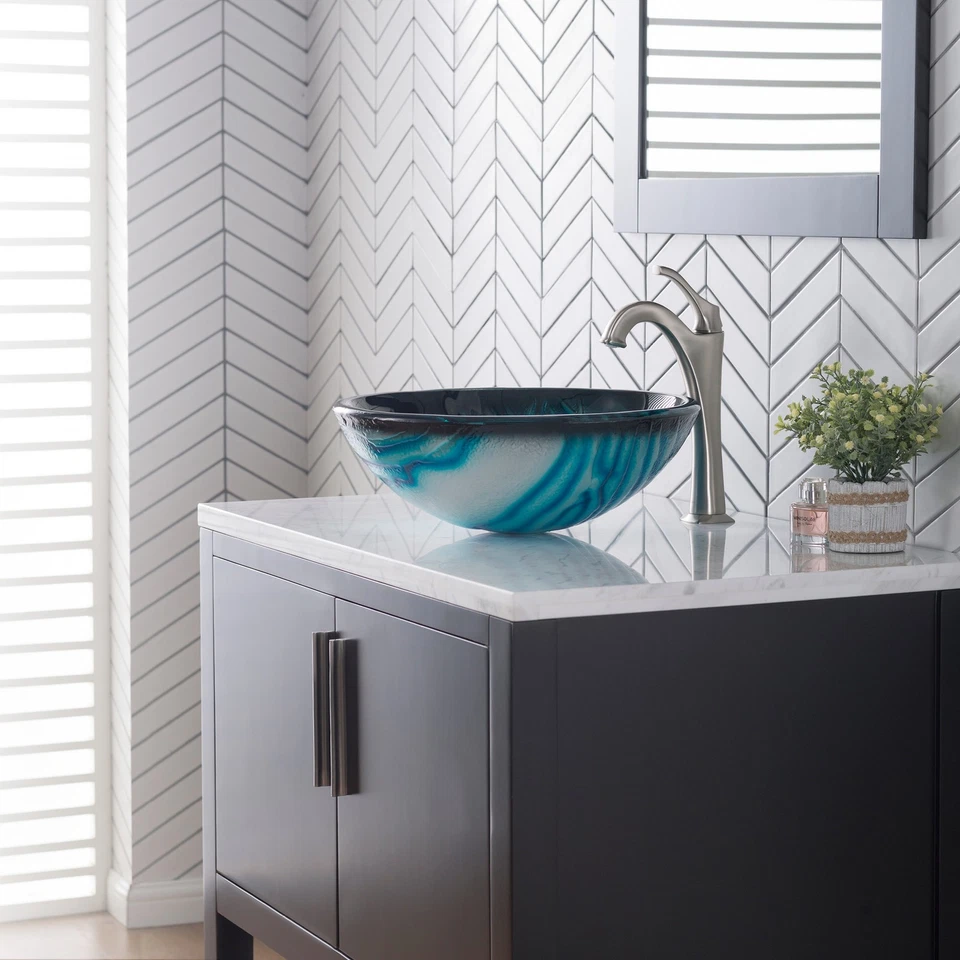 Kraus C-GV-399-19MM-1200 Arlo & Glass 17" vaso de vidrio baño Foto 4 de 4