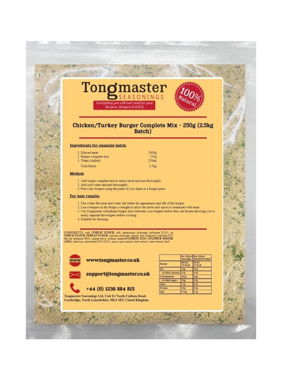 Chicken/Turkey Burger Complete Mix - 250g