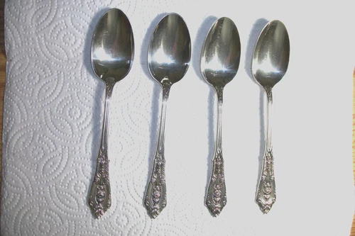 4 ROSE POINT Wallace STERLING SILVER TEASPOONS Tea Spoons Coffee