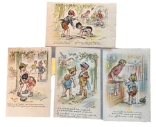 Germaine Bouret 1940s French Art Postcards Lot 4 'Children as Soldiers' Series