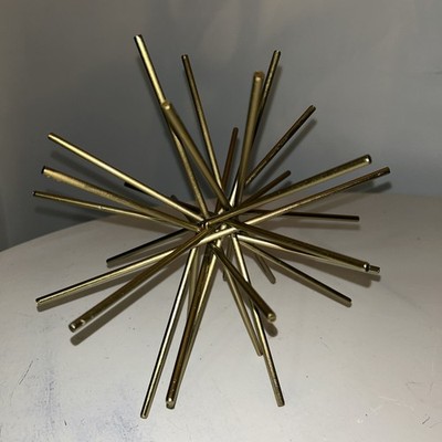 Sea Urchin Gold Tone Iron Rod Asterisk Spiked Metal 9.25 Hx11 D MCM VTG