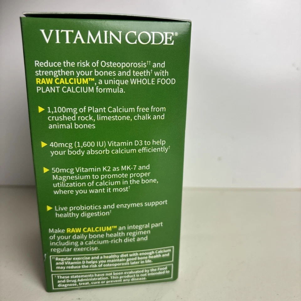 Garden of Life Vitamin Code Calcio Crudo 120 Cápsulas Vegetarianas UltraZorbe Foto 4 de 4