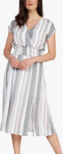 DEX Black Tape Women's Smocked-Waist Striped Midi Dress White, Medium, New