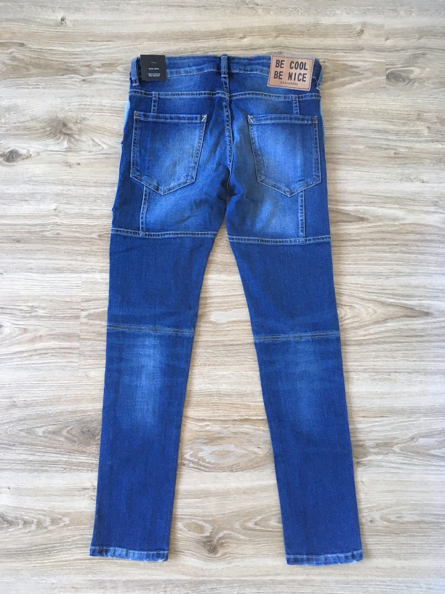 NEW DSQUARED2 BLUE MENS TIDY BIKER JEANS, SIZE: 33/44 EU