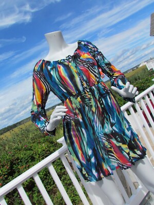 NEW M The Pyramid Collection tunic top abstract multicolor artsy graceful pretty