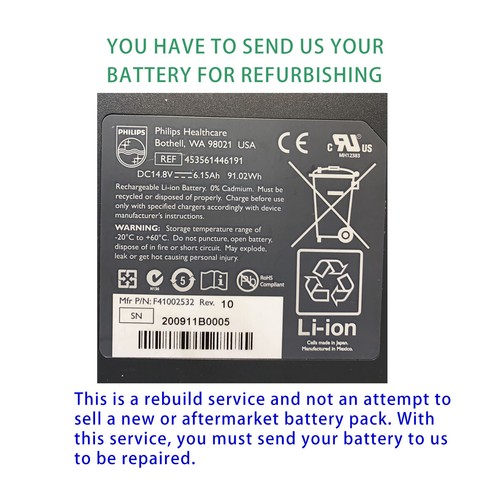 Rebuild service for Philips CX50 CX30 REF 453561446191 F41002532 battery Rebuild - Picture 2 of 2