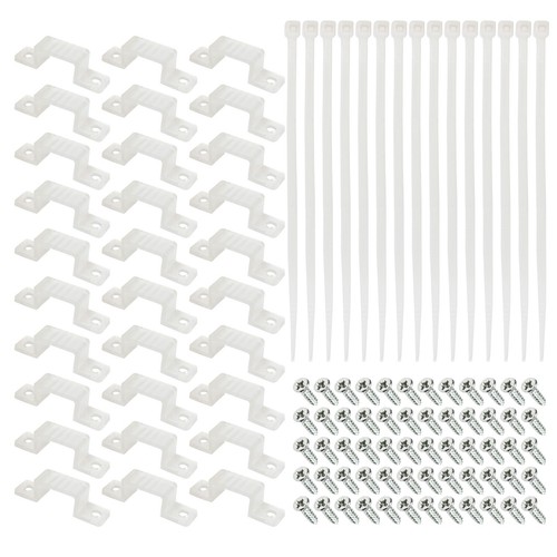 Mounting Clips Hardware Kit for LED Strip Lights 30x Clips & Zipties, 60x Screws - Picture 10 of 10