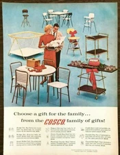 1962 Cosco Metal Furniture Holiday Print Ad Bridge Set Play Pen Stool Cart Etc