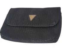 Vintage Guess Gitano Woven Pattern Black Leather Clutch Purse Wallet Handbag M28