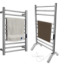 Heated Towel Rack Silver Freestanding & Wall Mounted Electric Towel Warmer Dry