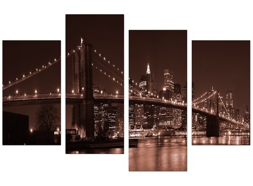 Large Brown New York Canvas Wall Art Pictures Manhattan Brooklyn 4122 - Picture 8 of 9